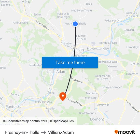 Fresnoy-En-Thelle to Villiers-Adam map