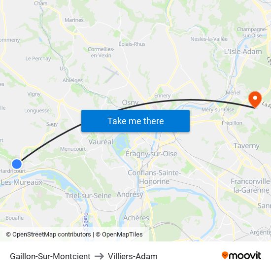 Gaillon-Sur-Montcient to Villiers-Adam map