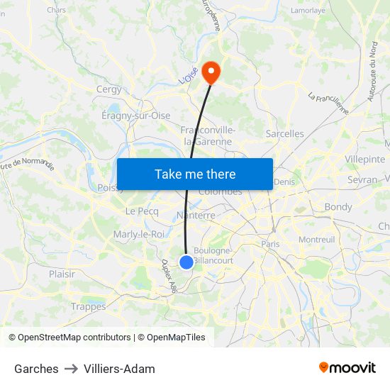 Garches to Villiers-Adam map