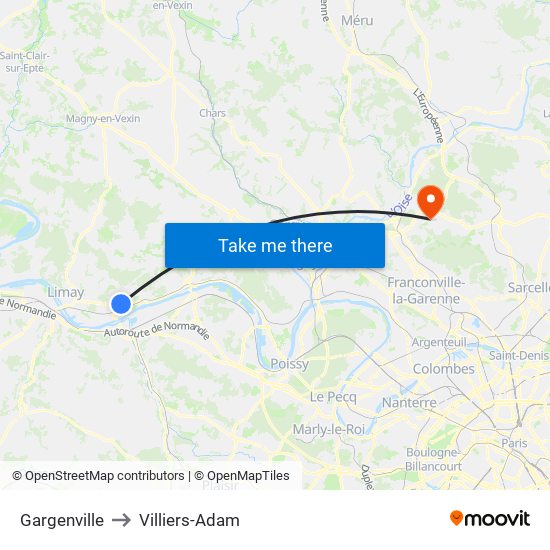 Gargenville to Villiers-Adam map