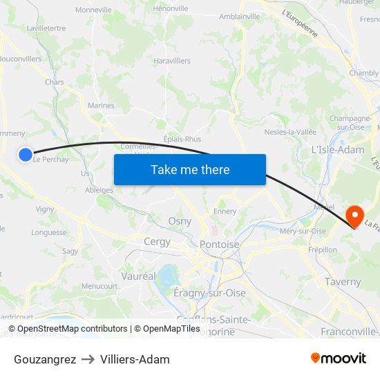 Gouzangrez to Villiers-Adam map