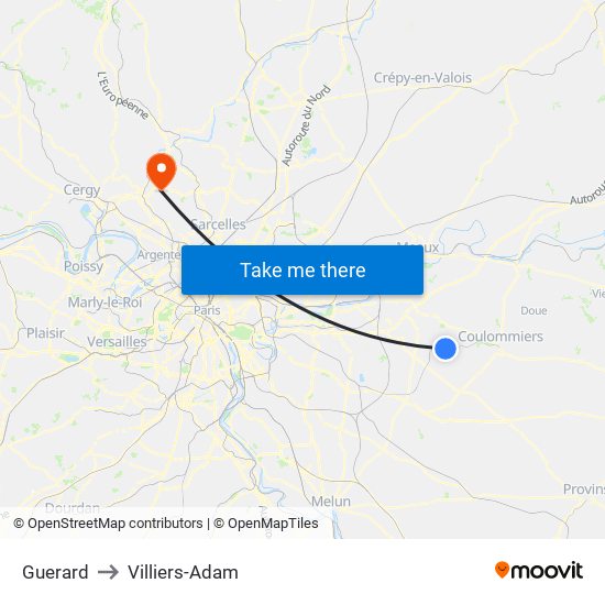 Guerard to Villiers-Adam map