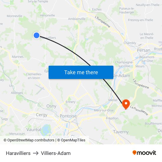 Haravilliers to Villiers-Adam map