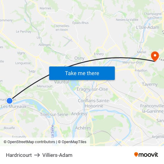 Hardricourt to Villiers-Adam map