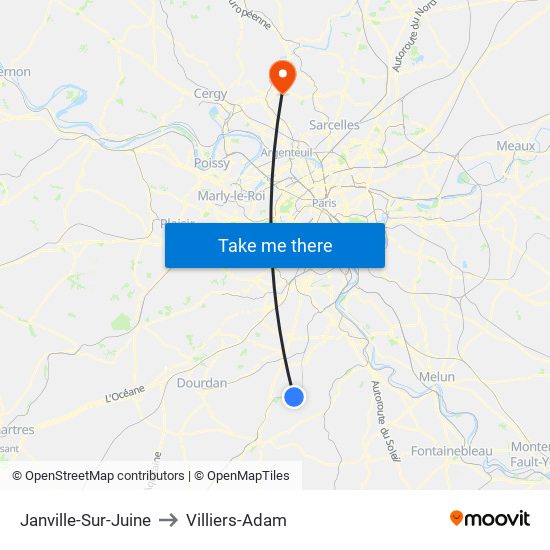 Janville-Sur-Juine to Villiers-Adam map