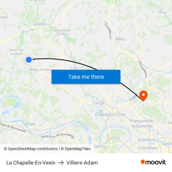 La Chapelle-En-Vexin to Villiers-Adam map