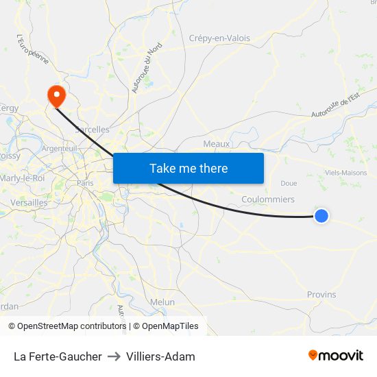 La Ferte-Gaucher to Villiers-Adam map