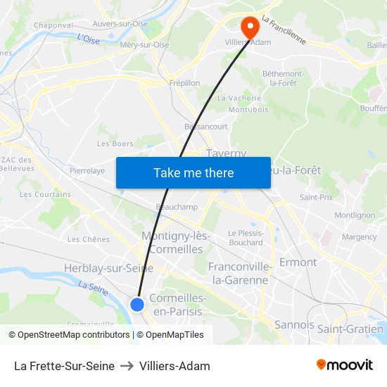 La Frette-Sur-Seine to Villiers-Adam map
