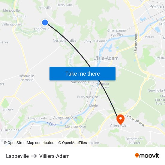 Labbeville to Villiers-Adam map