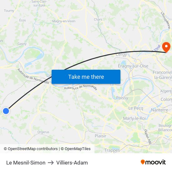 Le Mesnil-Simon to Villiers-Adam map