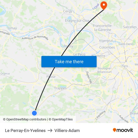 Le Perray-En-Yvelines to Villiers-Adam map