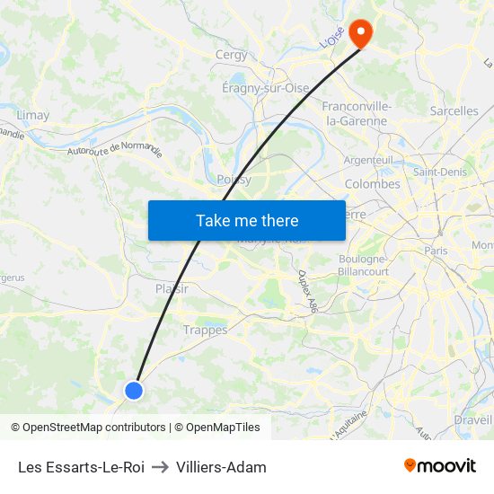 Les Essarts-Le-Roi to Villiers-Adam map