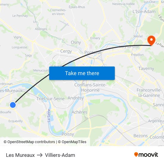 Les Mureaux to Villiers-Adam map