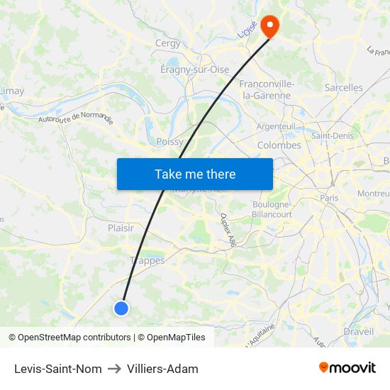 Levis-Saint-Nom to Villiers-Adam map