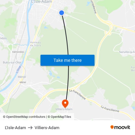 L'Isle-Adam to Villiers-Adam map