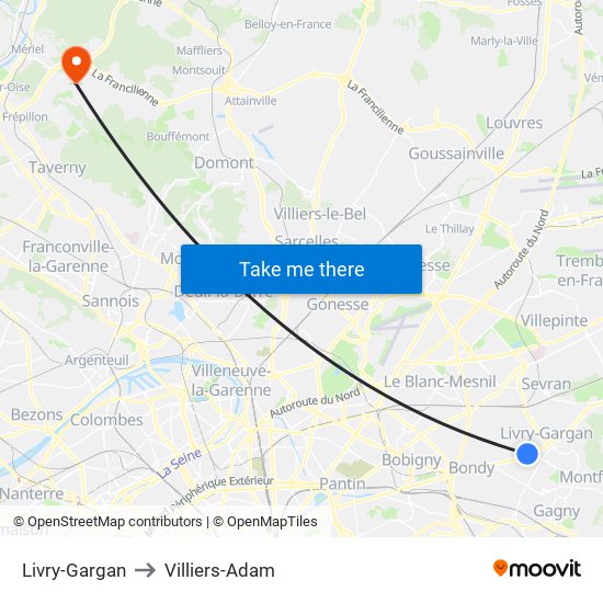 Livry-Gargan to Villiers-Adam map