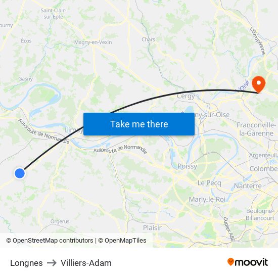 Longnes to Villiers-Adam map