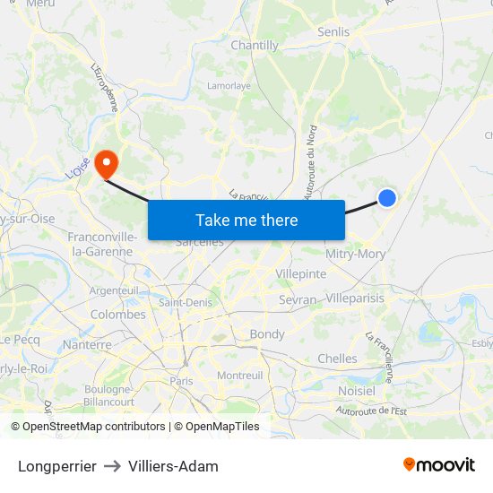Longperrier to Villiers-Adam map