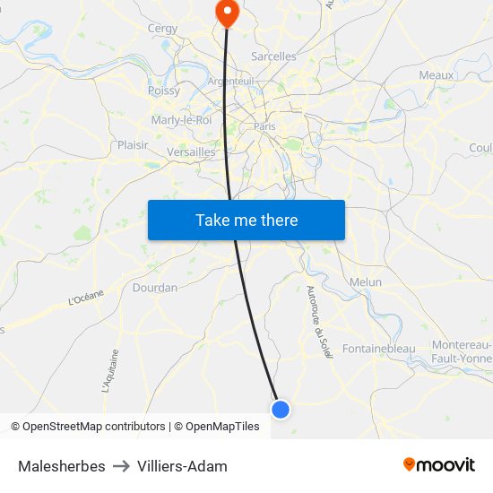 Malesherbes to Villiers-Adam map