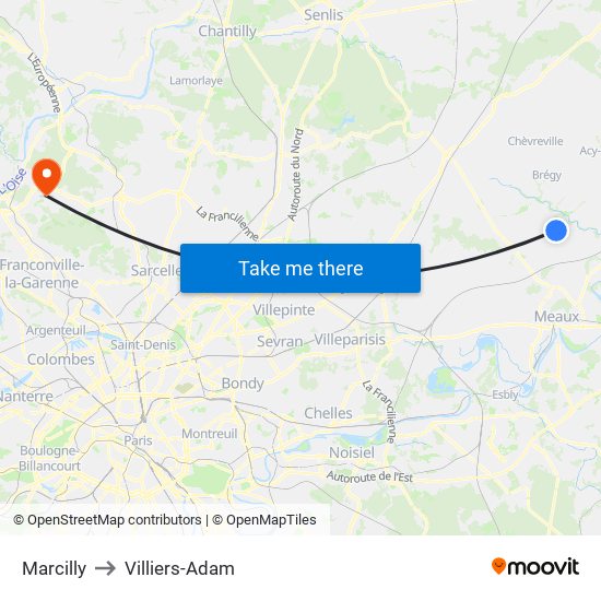 Marcilly to Villiers-Adam map