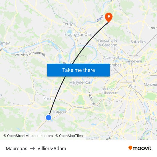 Maurepas to Villiers-Adam map