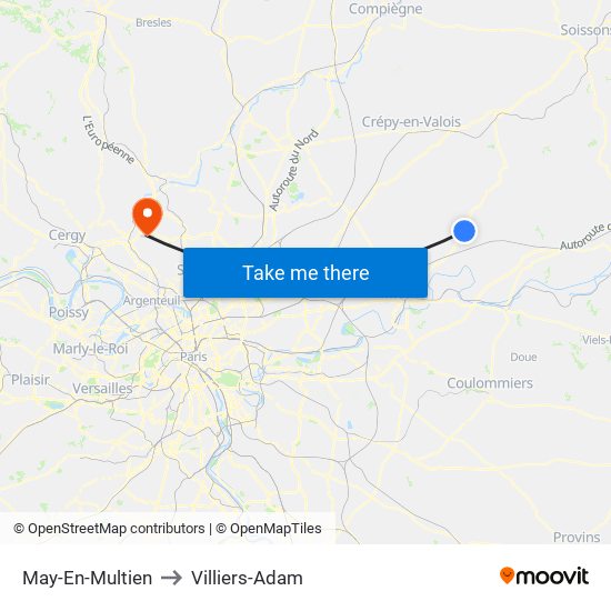 May-En-Multien to Villiers-Adam map