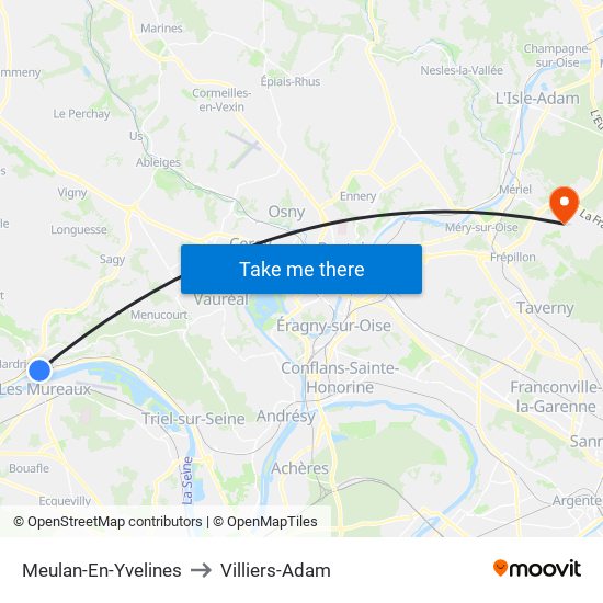 Meulan-En-Yvelines to Villiers-Adam map