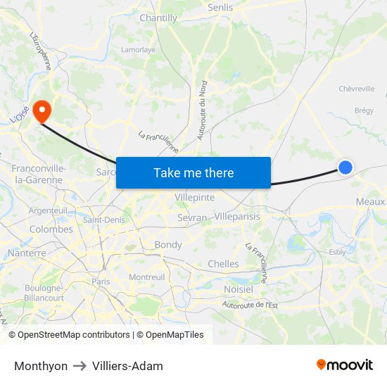 Monthyon to Villiers-Adam map