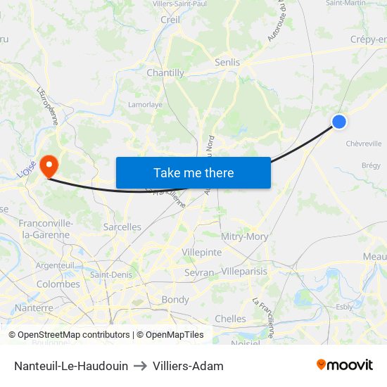 Nanteuil-Le-Haudouin to Villiers-Adam map
