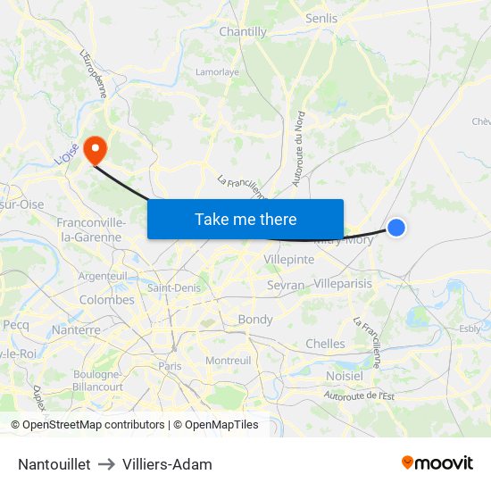 Nantouillet to Villiers-Adam map