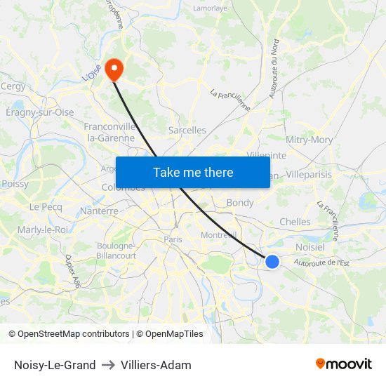 Noisy-Le-Grand to Villiers-Adam map