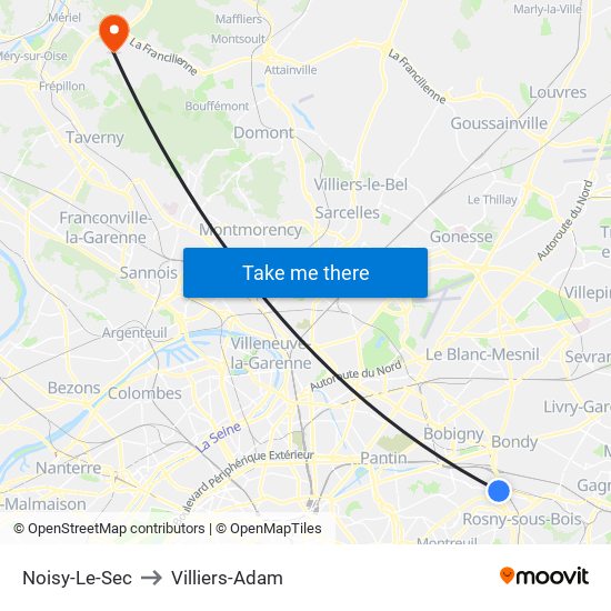 Noisy-Le-Sec to Villiers-Adam map