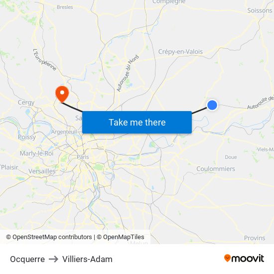 Ocquerre to Villiers-Adam map