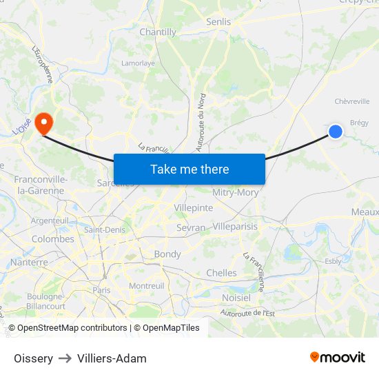 Oissery to Villiers-Adam map