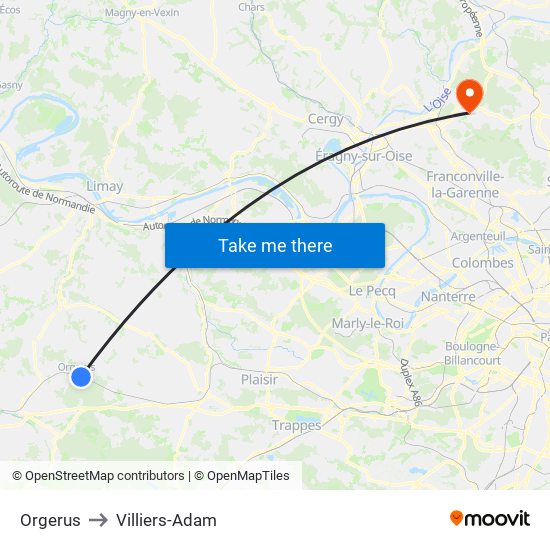 Orgerus to Villiers-Adam map