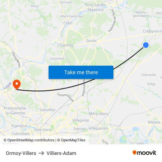 Ormoy-Villers to Villiers-Adam map