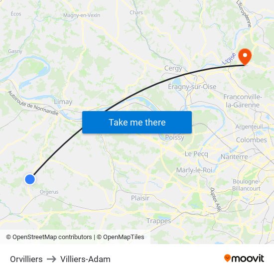 Orvilliers to Villiers-Adam map