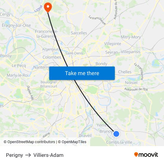 Perigny to Villiers-Adam map