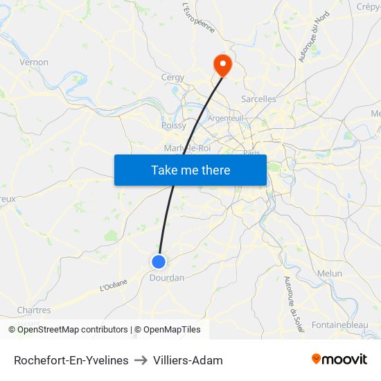 Rochefort-En-Yvelines to Villiers-Adam map