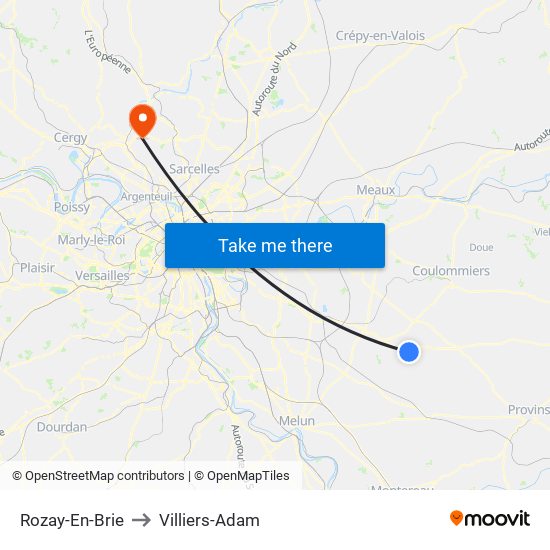 Rozay-En-Brie to Villiers-Adam map