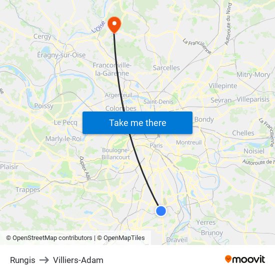 Rungis to Villiers-Adam map