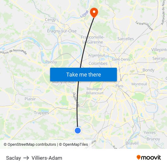 Saclay to Villiers-Adam map