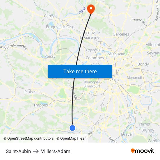 Saint-Aubin to Villiers-Adam map