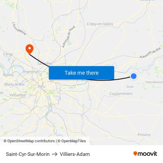 Saint-Cyr-Sur-Morin to Villiers-Adam map