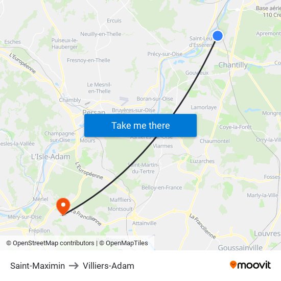 Saint-Maximin to Villiers-Adam map