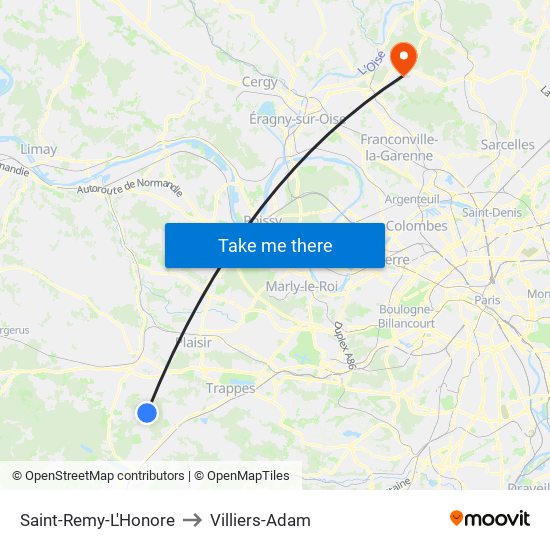 Saint-Remy-L'Honore to Villiers-Adam map