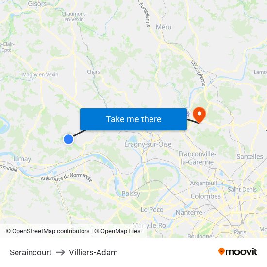 Seraincourt to Villiers-Adam map