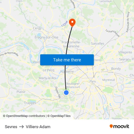 Sevres to Villiers-Adam map