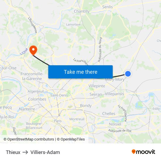 Thieux to Villiers-Adam map