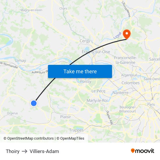 Thoiry to Villiers-Adam map